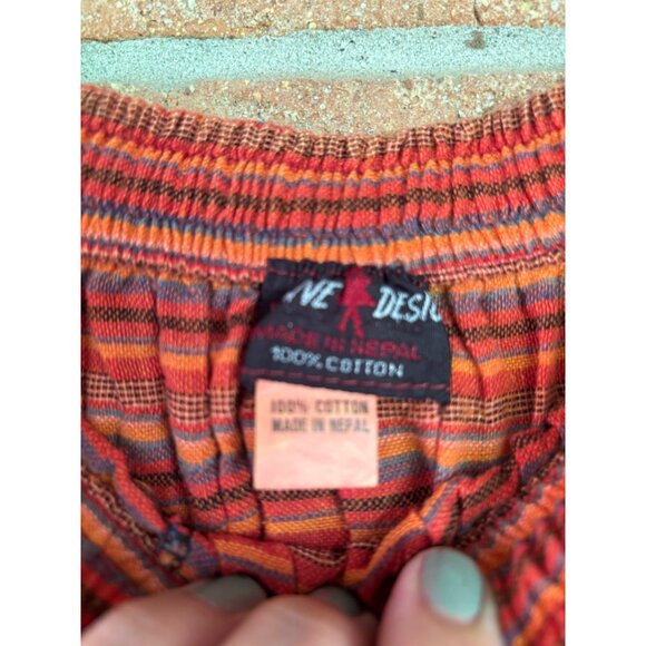 Colorful Patchwork Cotton Harem Hippie Pants Elastic Waist Made In Nepal - Picture 5 of 9